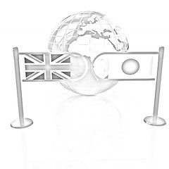 Image showing Three-dimensional image of the turnstile and flags of UK and Jap