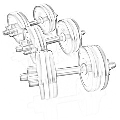 Image showing Colorful dumbbells on a white background