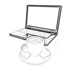 Image showing 3d cup and a laptop