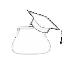 Image showing money bags education hat sign illustration design over white 