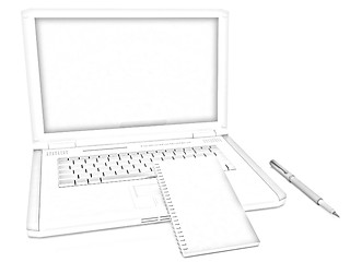 Image showing laptop and notepad 