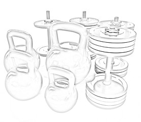 Image showing Colorful weights and dumbbells 