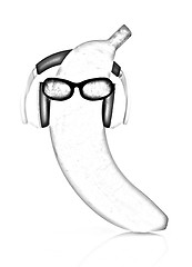 Image showing banana with sun glass and headphones front 