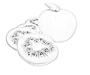 Image showing slices of kiwi and apple