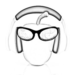 Image showing Bell peppers with sun glass and headphones front 