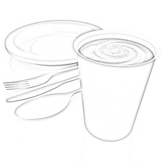 Image showing Fast-food disposable tableware