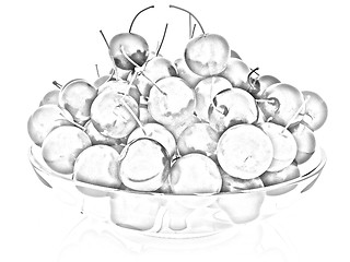 Image showing Sweet cherries on a plate