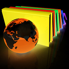 Image showing colorful books and Earth