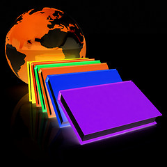 Image showing colorful books and Earth