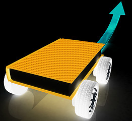 Image showing On race cars in the world of knowledge concept