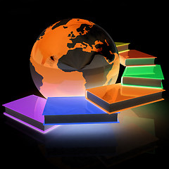 Image showing colorful books and Earth