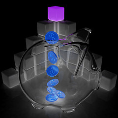 Image showing cubic diagram structure and piggy bank