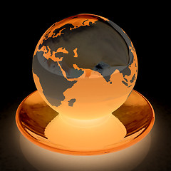 Image showing Globe on a saucer