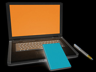 Image showing laptop and notepad 