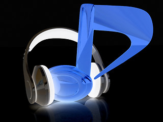 Image showing headphones and 3d note