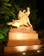 Image showing Man defeating lion  