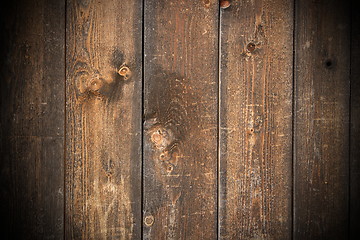 Image showing weathered fir planks on old fence