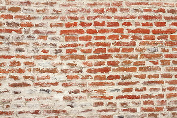 Image showing weathered red brick wall