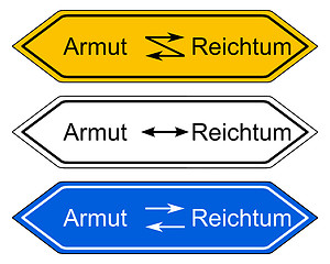 Image showing Direction sign poverty and wealth