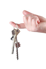 Image showing Keys hanging on finger