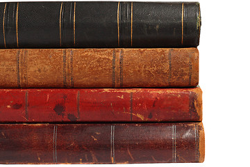 Image showing Backs of four old books