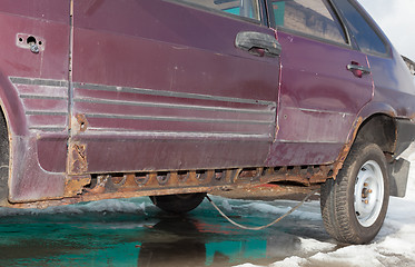 Image showing Body of a very old car 