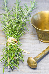 Image showing rosemary with mortar