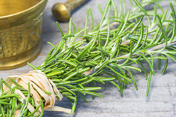 Image showing rosemary with mortar