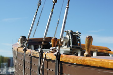 Image showing old sailing boat rigging