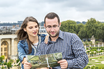 Image showing Young Couple Looking in a Map