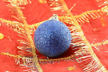 Image showing Christmas background with blue new year ball