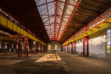 Image showing Large industrial hall of a repair station