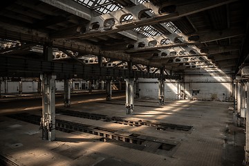 Image showing Large industrial hall of a repair station