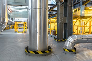 Image showing Industrial pipes in a thermal power plant