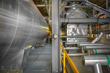 Image showing Industrial pipes in a thermal power plant