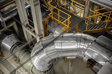 Image showing Industrial pipes in a thermal power plant