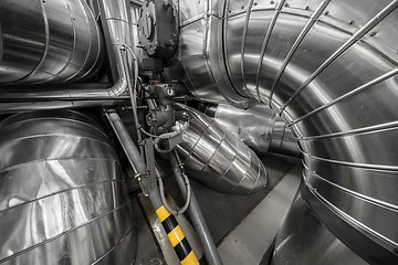 Image showing Industrial pipes in a thermal power plant