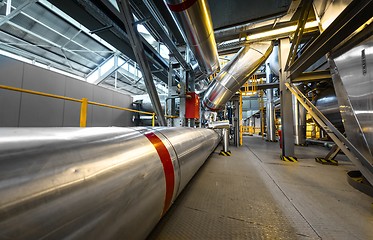 Image showing Industrial pipes in a thermal power plant