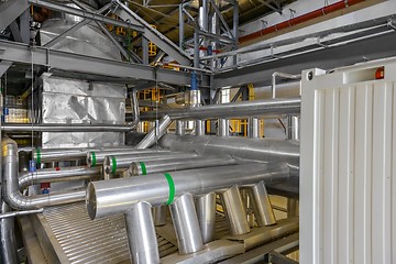 Image showing Industrial pipes in a thermal power plant