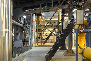 Image showing Industrial pipes in a thermal power plant