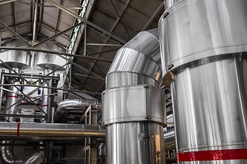 Image showing Industrial pipes in a thermal power plant