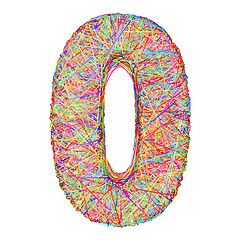 Image showing Number 0 composed of colorful striplines isolated on white