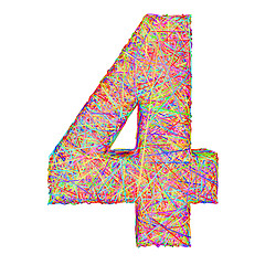 Image showing Number 4 composed of colorful striplines isolated on white