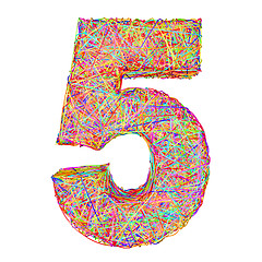 Image showing Number 5 composed of colorful striplines isolated on white