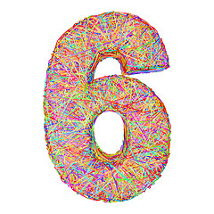 Image showing Number 6 composed of colorful striplines isolated on white