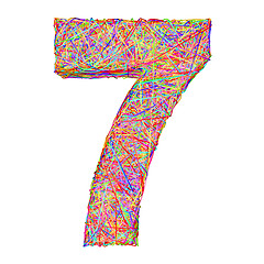 Image showing Number 7 composed of colorful striplines isolated on white