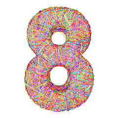 Image showing Number 8 composed of colorful striplines isolated on white