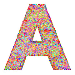 Image showing Alphabet symbol letter A composed of colorful striplines