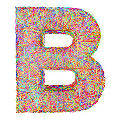 Image showing Alphabet symbol letter B composed of colorful striplines