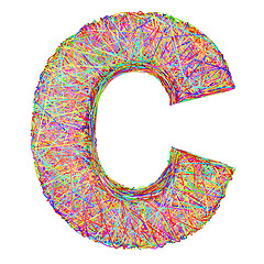 Image showing Alphabet symbol letter C composed of colorful striplines